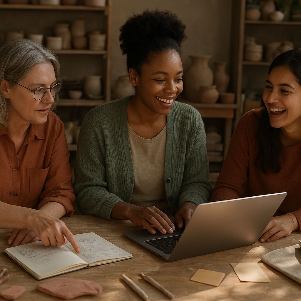Woman planning her week with laptop and notebook